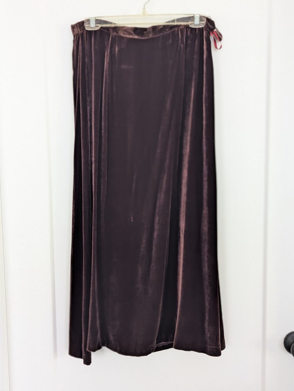Vtg Eagle's Eye Velvet Maxi Skirt 12 Dark Brown silk blend Long A-Line Holiday
